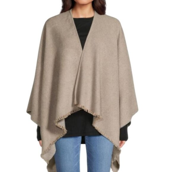 Rag & Bone Women's Poncho Cashmere Ivy Reversible Biscuit Stone NEW One Size - Picture 1 of 10